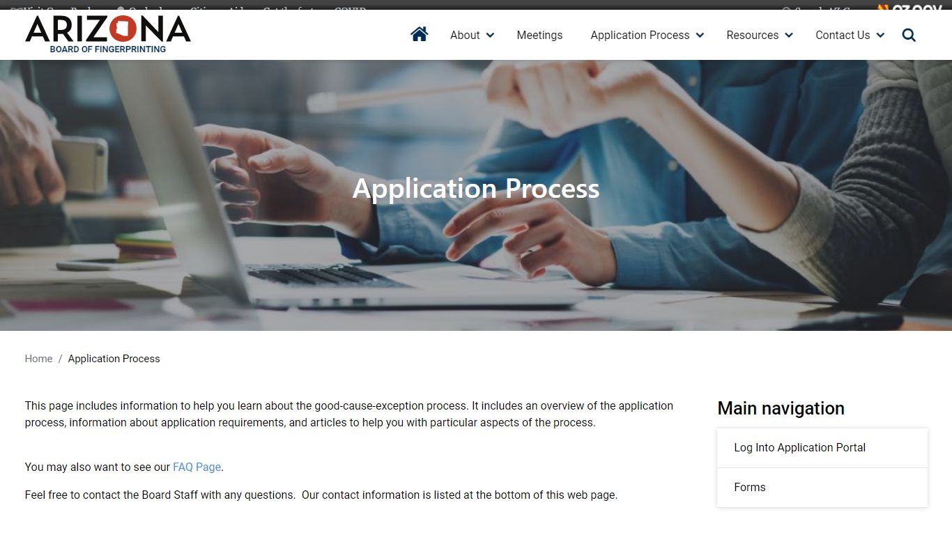 Application Process | Board of Fingerprinting - Arizona